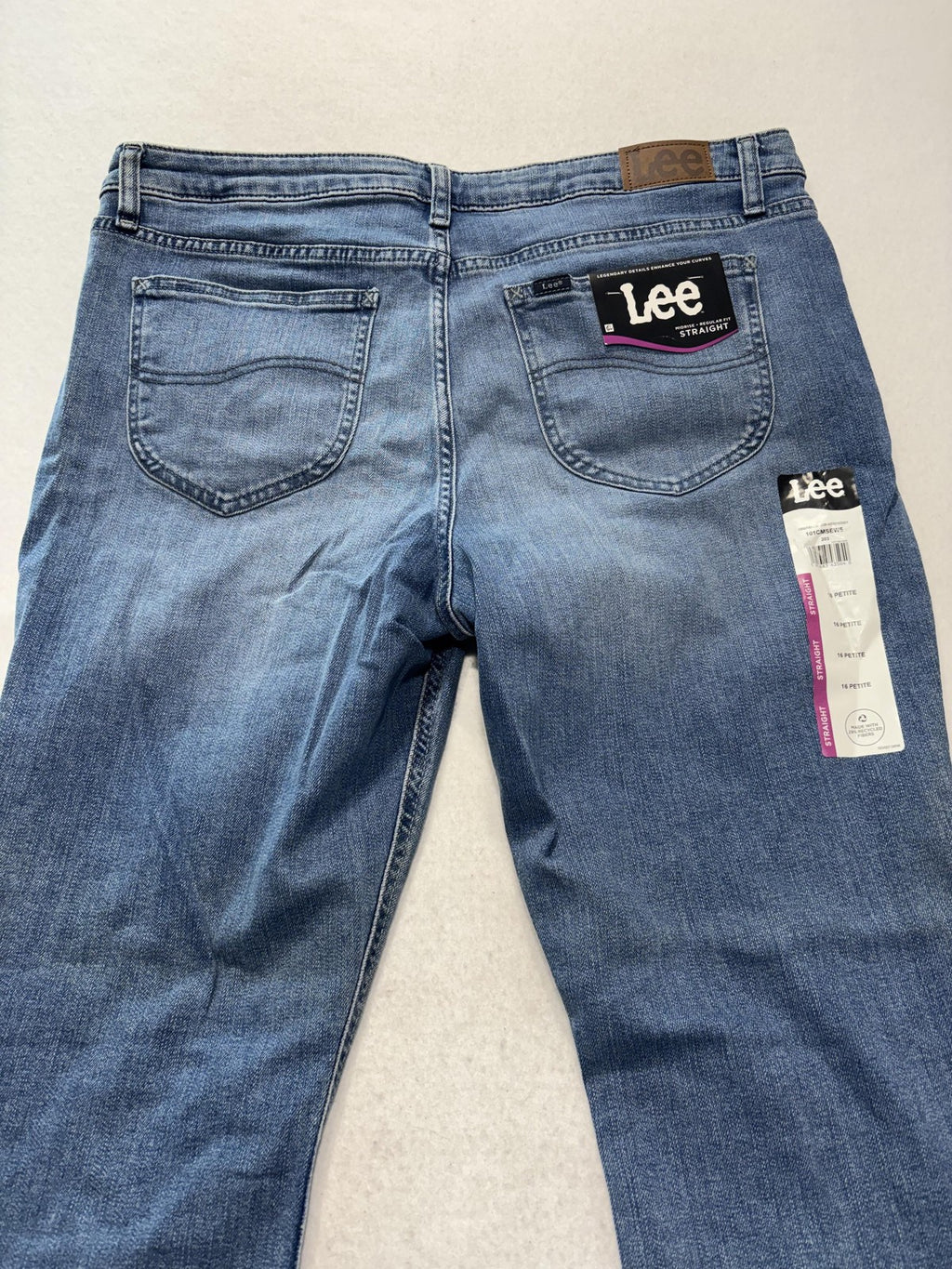 Lee Jeans Womens 16P Blue Medium Wash Mid Rise Straight Regular Stretch 34x29