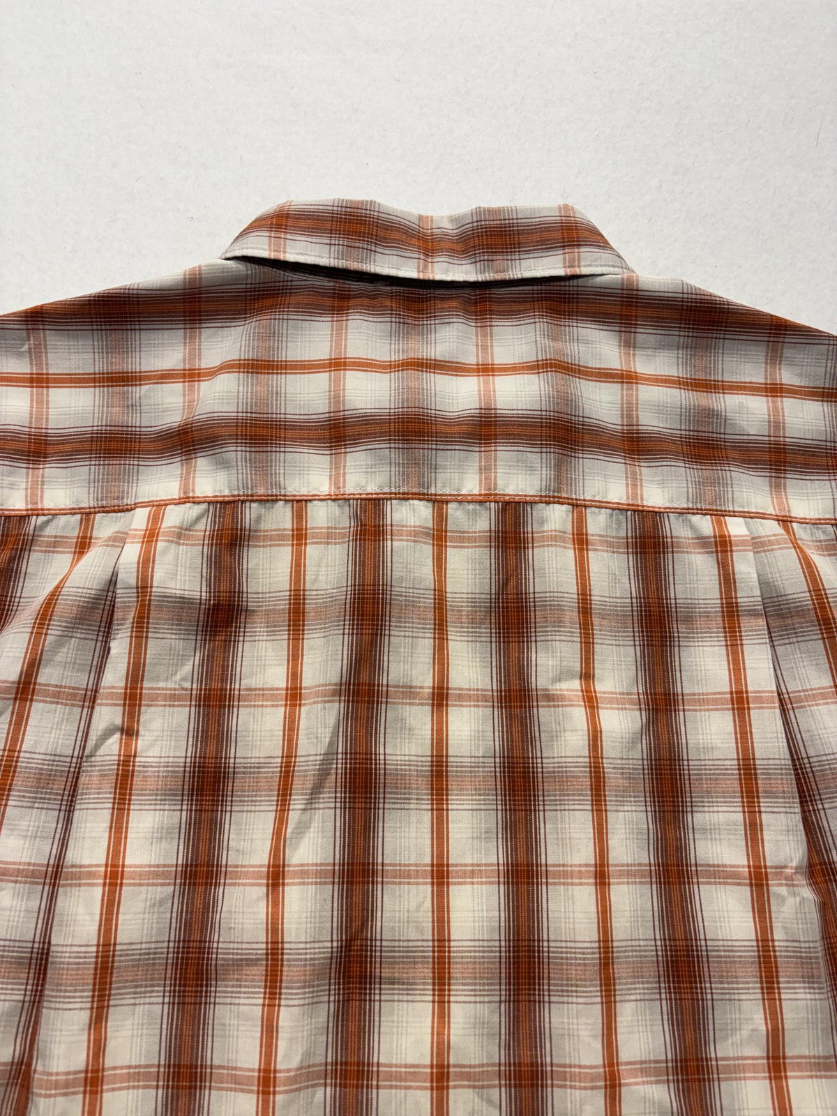 The North Face Shirt Mens Medium Orange Plaid Short Sleeve Button Up Casual
