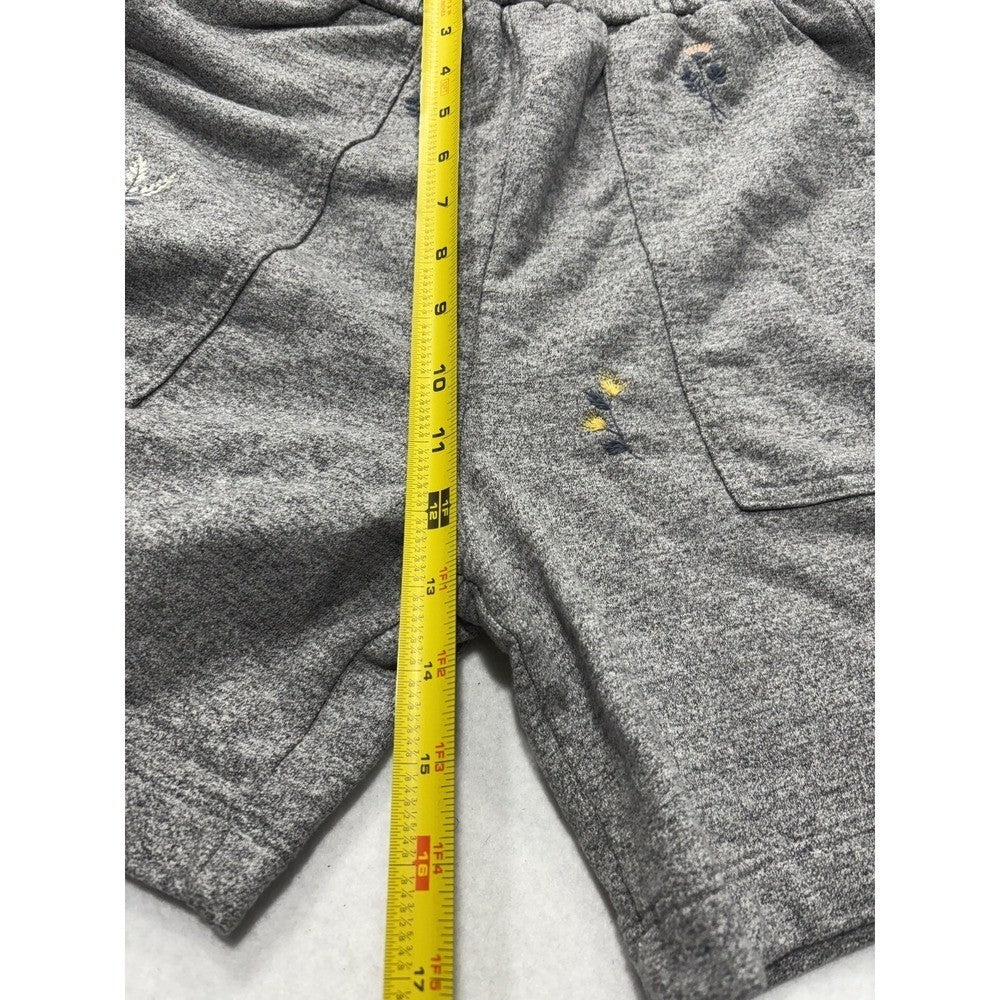 AG Sweat Shorts Womens Small Gray Embroidered Floral Knit Casual Elastic Waist