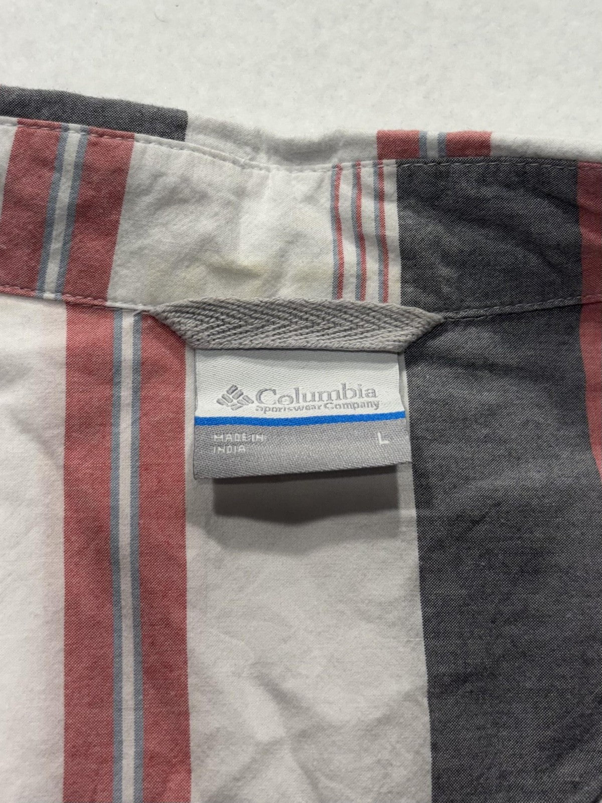Columbia Shirt Mens Large Multicolor Striped Short Sleeve Button Up Casual