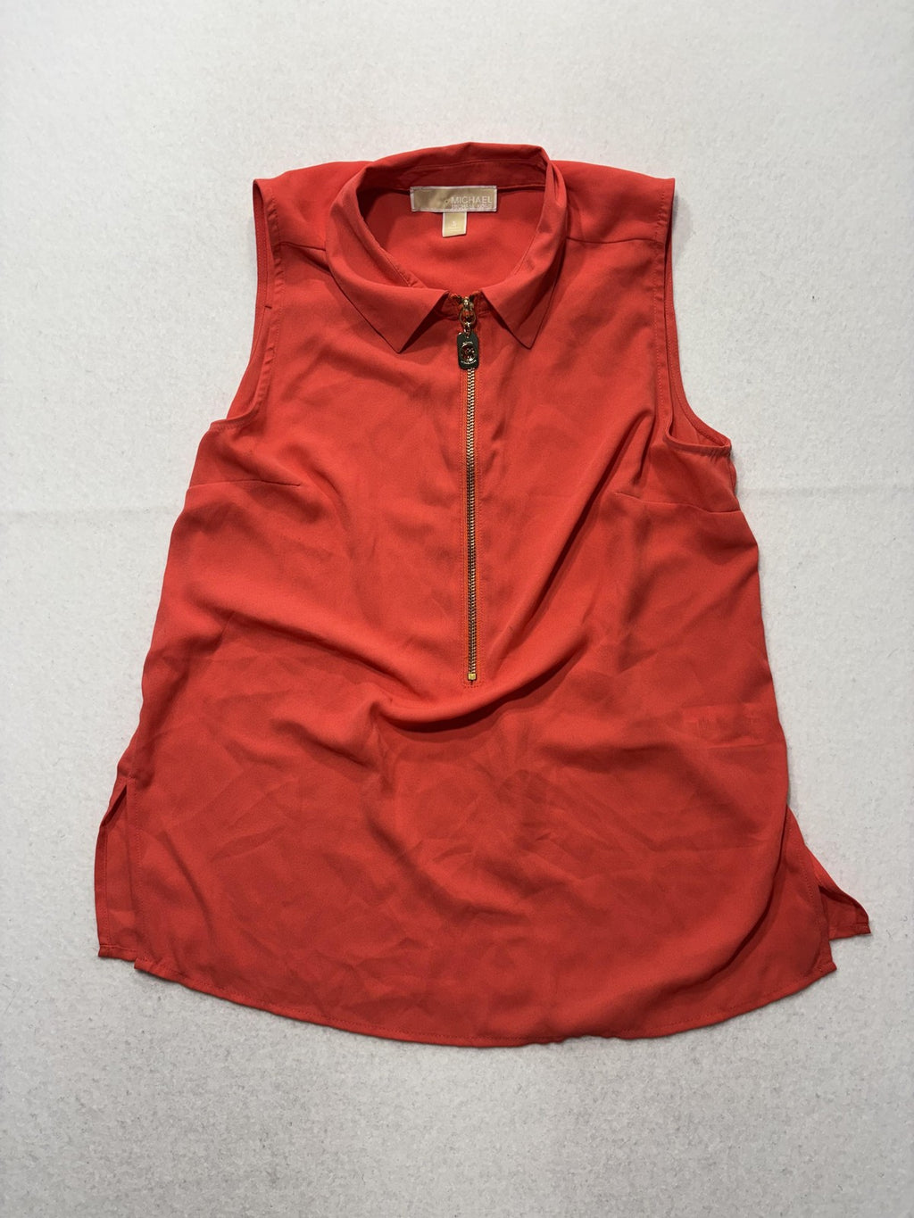 MICHAEL Michael Kors Blouse Womens Small Red Sleeveless Half Zip Tunic Top