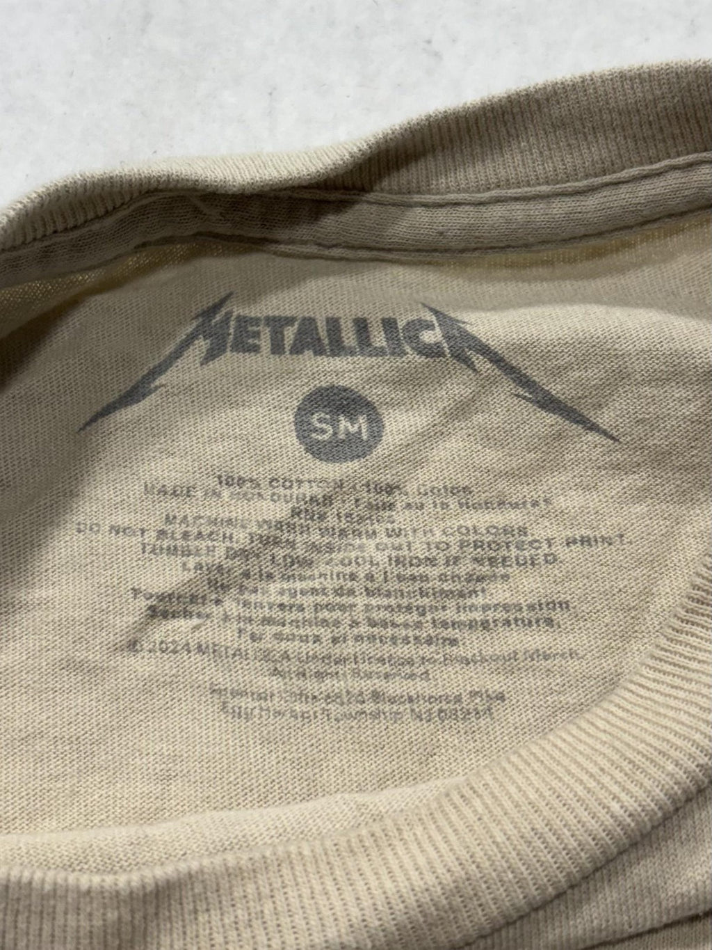 Metallica Shirt Mens Small Beige Tour 1992 Live In Concert Graphic Band Tee