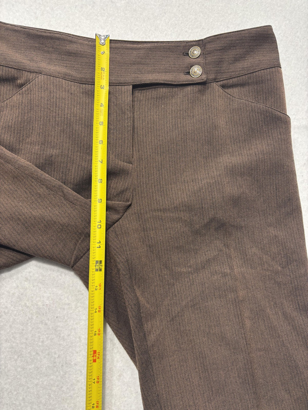 MICHAEL Michael Kors Shorts Womens 10 Brown Herringbone Bermuda Cuffed Twill