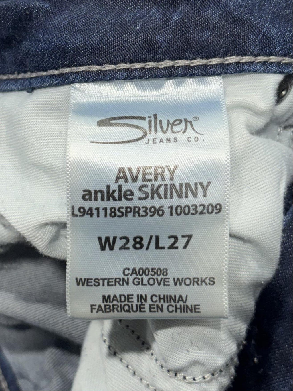 Silver Jeans Co Avery Ankle Skinny Jeans Womens 28 Blue Distressed 29x27