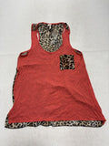 Lilypad Tank Top Womens Small Red Leopard Print Scoop Neck Racerback Pocket USA