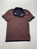 Hugo Boss Polo Shirt Mens Medium Blue Slim Fit Geometric Knit Short Sleeve