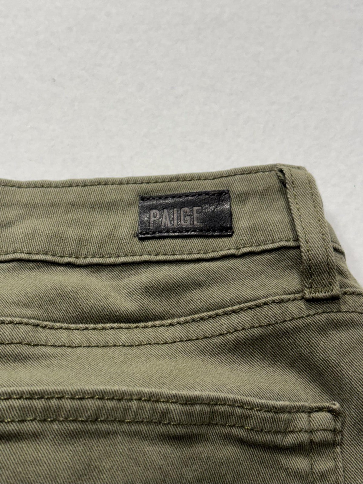 Paige Verdugo Ankle Jeans Womens 30 Green Mid Rise Skinny 30x28 Stretch Denim