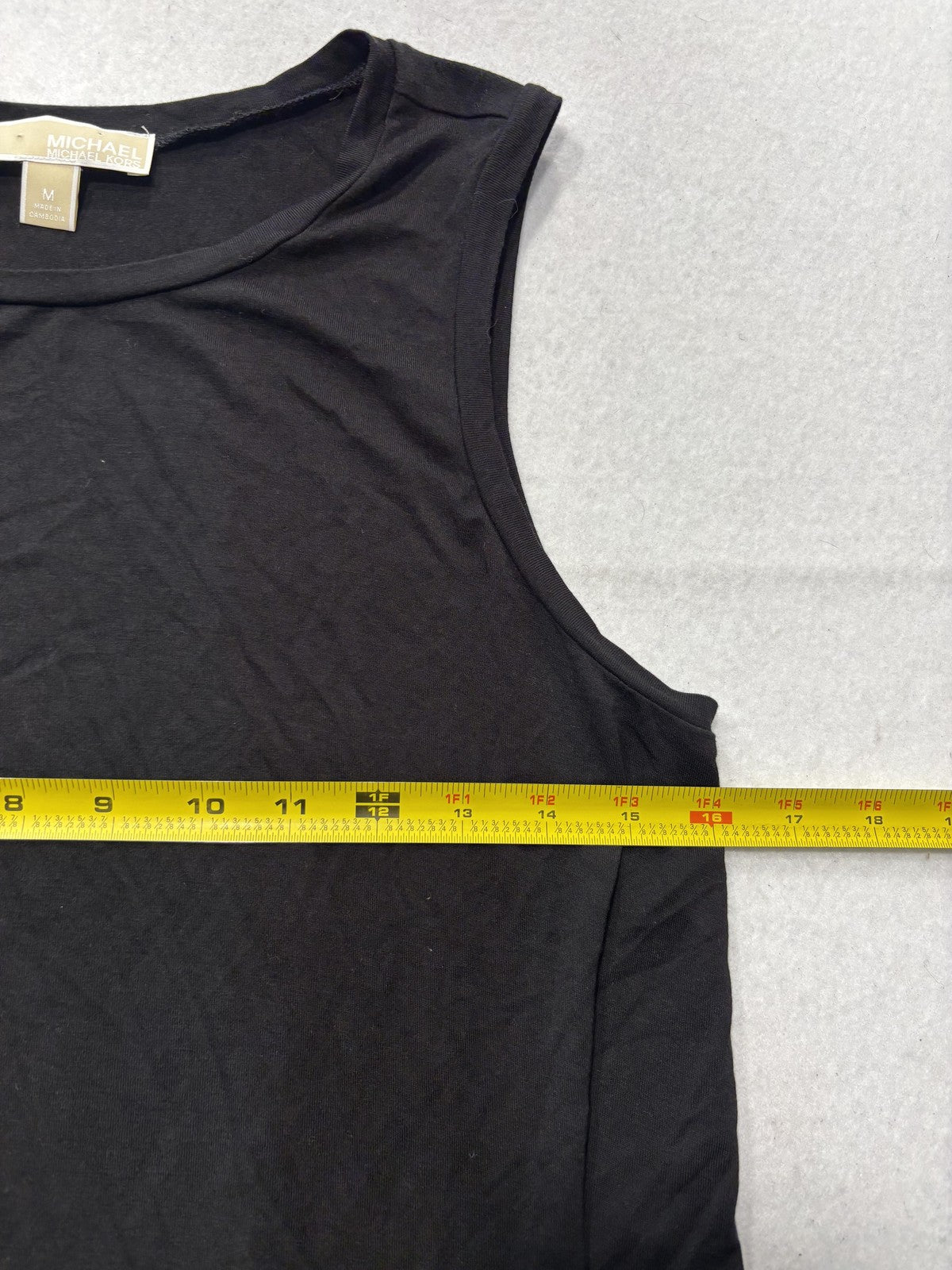 MICHAEL Michael Kors Tank Womens Medium Black Scoop Neck Chiffon Hem Tunic Top