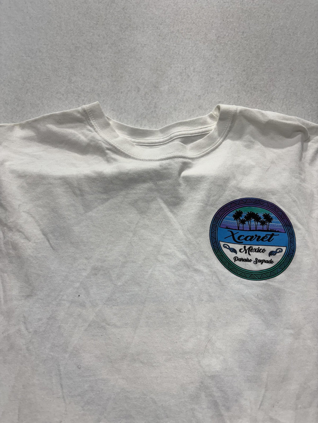 Xcaret Mexico Shirt Mens Medium White Long Sleeve Paraiso Sagrado Graphic Tee