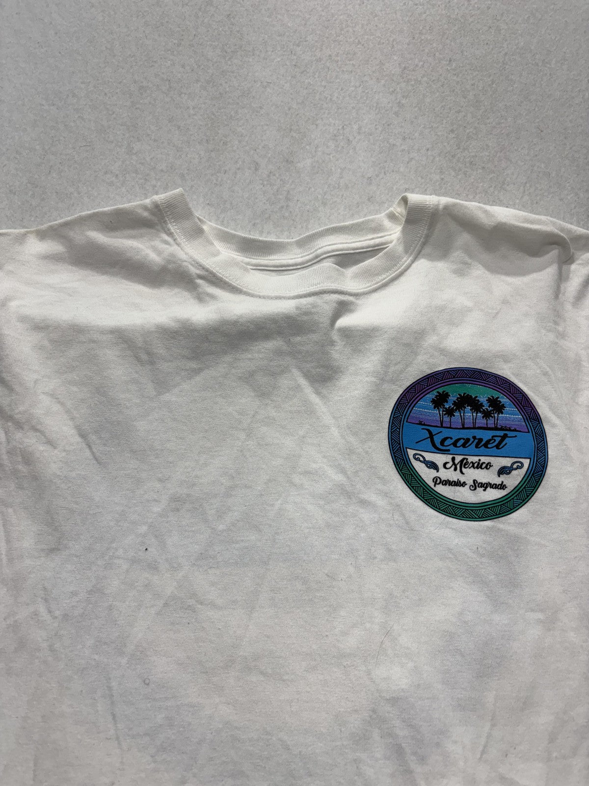 Xcaret Mexico Shirt Mens Medium White Long Sleeve Paraiso Sagrado Graphic Tee