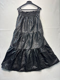 Anthropologie Skirt Womens Small Black Faux Leather Tiered Ruffle Maxi Lined