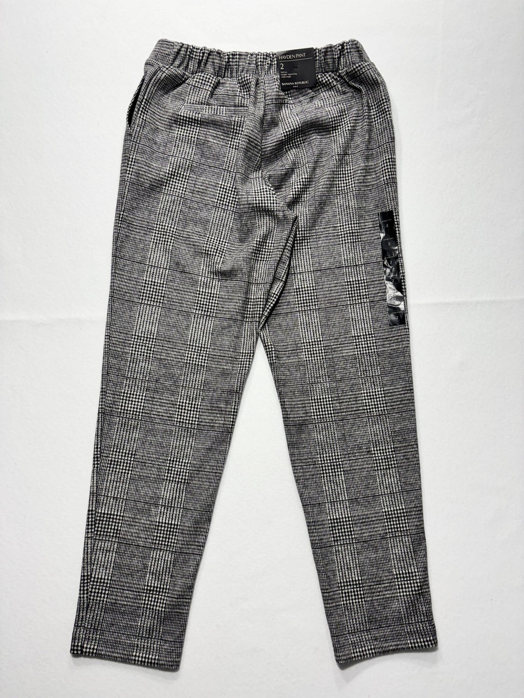Banana Republic Dress Pants Womens 2 Gray Plaid Hayden Pull On Ponte Ankle Slim