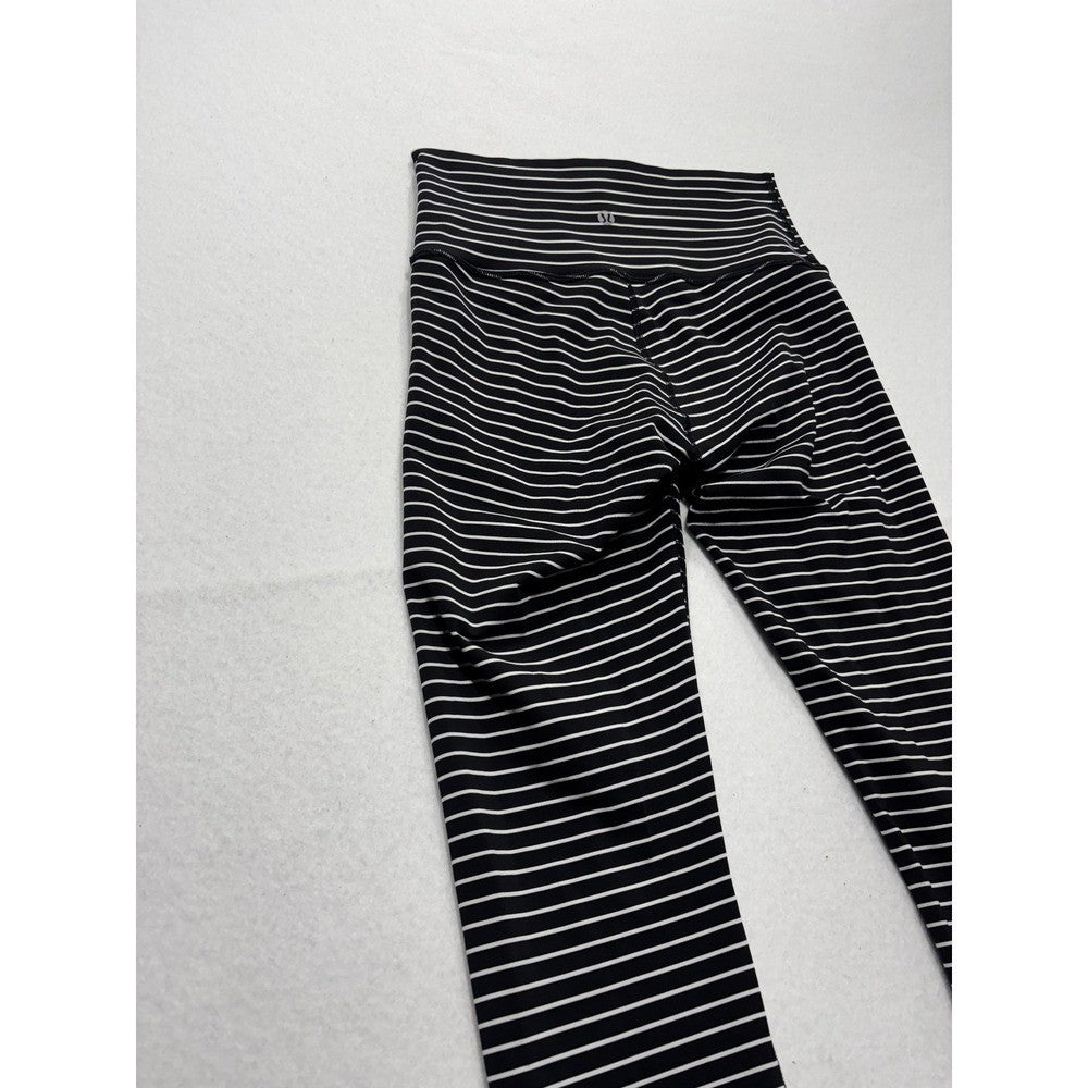 Lululemon Leggings Womens Small Black Stripe High Rise 25" Inseam Stretch Ankle