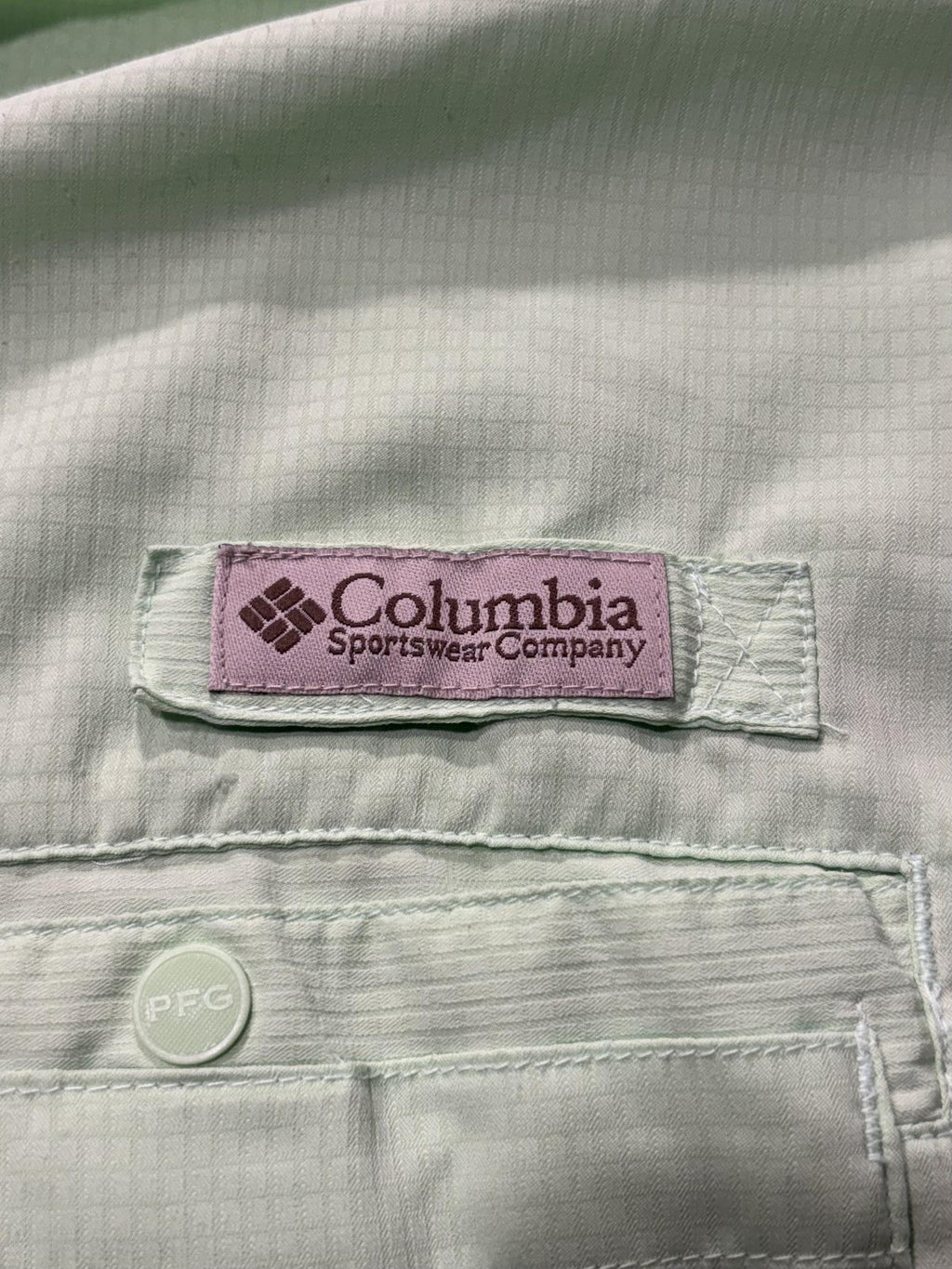 Columbia PFG Shirt Mens 2XL Green Short Sleeve Fishing Button Up Vented UPF 30+