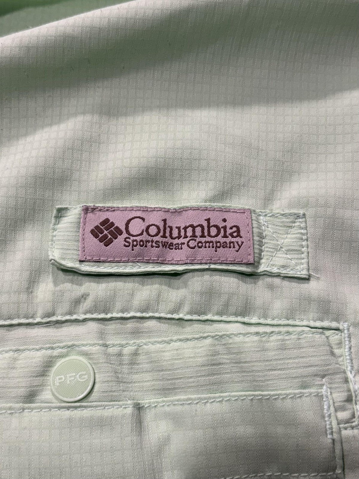 Columbia PFG Shirt Mens 2XL Green Short Sleeve Fishing Button Up Vented UPF 30+
