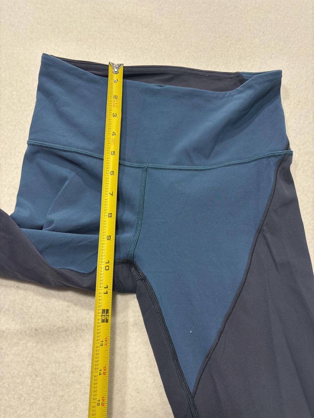 Lululemon Leggings Womens 4 Blue Colorblock High Rise 25" Inseam Ankle Yoga