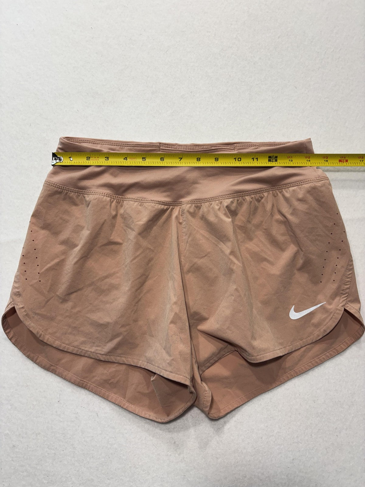 Nike Running Shorts Womens Medium Brown Dri-FIT Lined Zip Pocket Lightweight