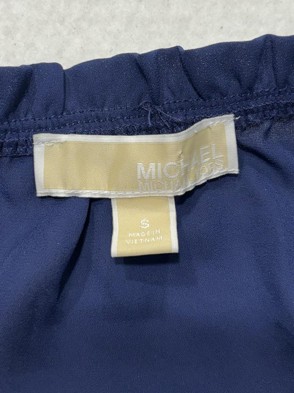 MICHAEL Michael Kors Blouse Womens Small Blue V Neck Chain Tie Ruffle Tunic Top