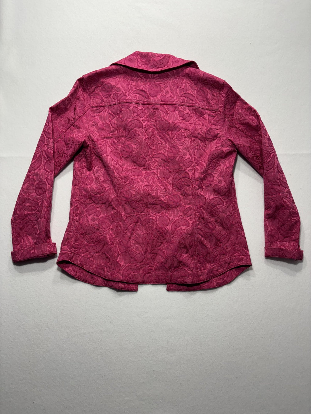 Additions By Chico's Jacket Womens 0 Pink Floral Jacquard Button Front Twill
