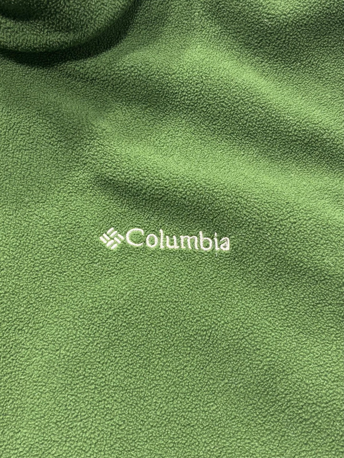 Columbia Jacket Mens Medium Green Fleece Full Zip Polartec Stand Collar Outdoor