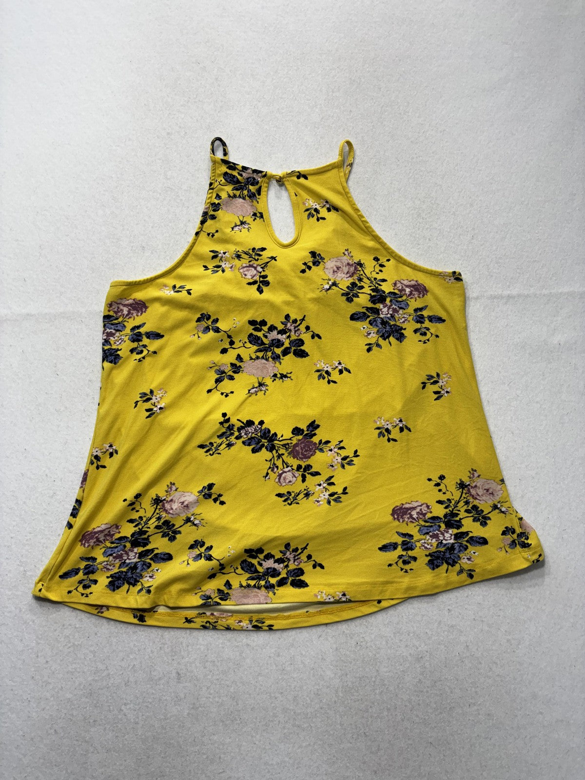 Stella Tweed Tank Top Womens L Yellow Floral Crochet Halter Cami Summer Casual