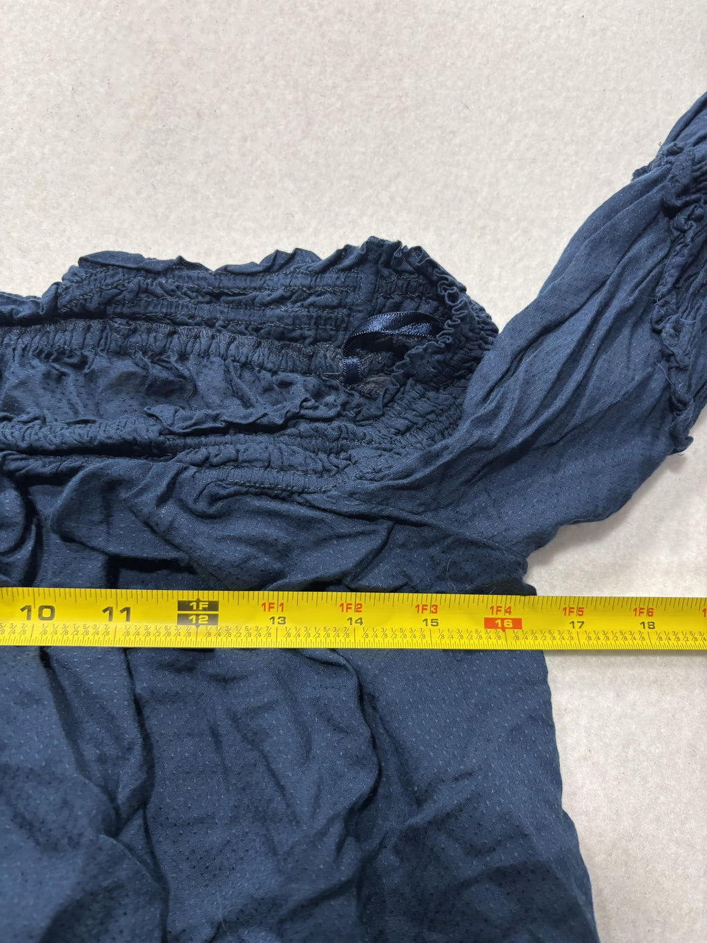 Free People Blouse Womens Small Blue Off Shoulder Ruffle Bell Sleeve Crop Top
