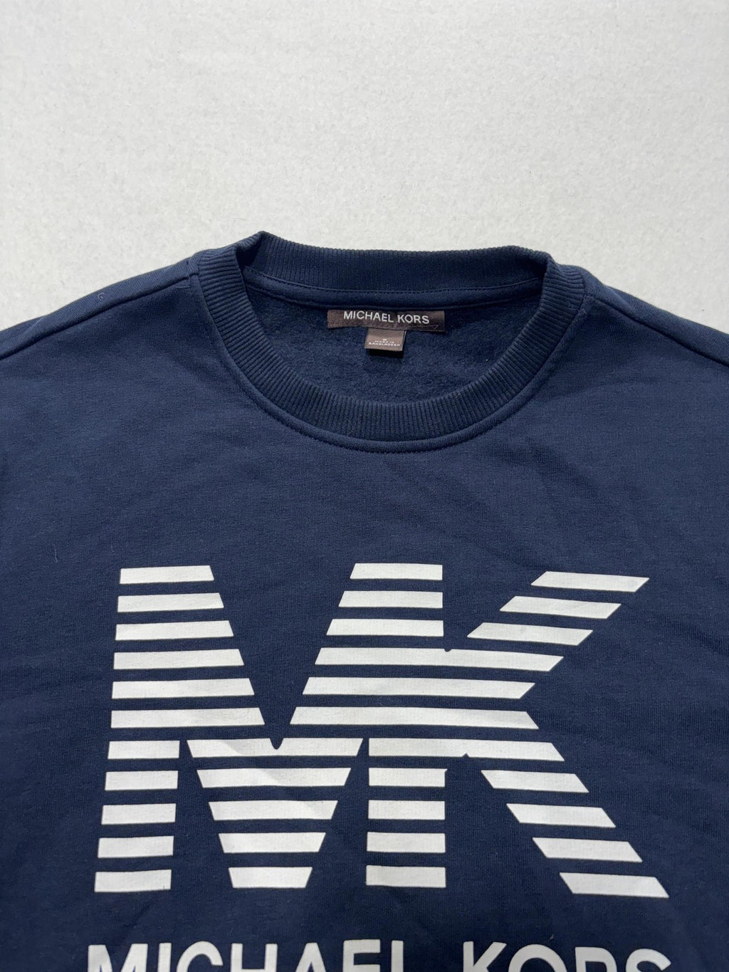 Michael Kors Sweatshirt Mens Small Blue Fleece Crew Neck MK Logo Pullover