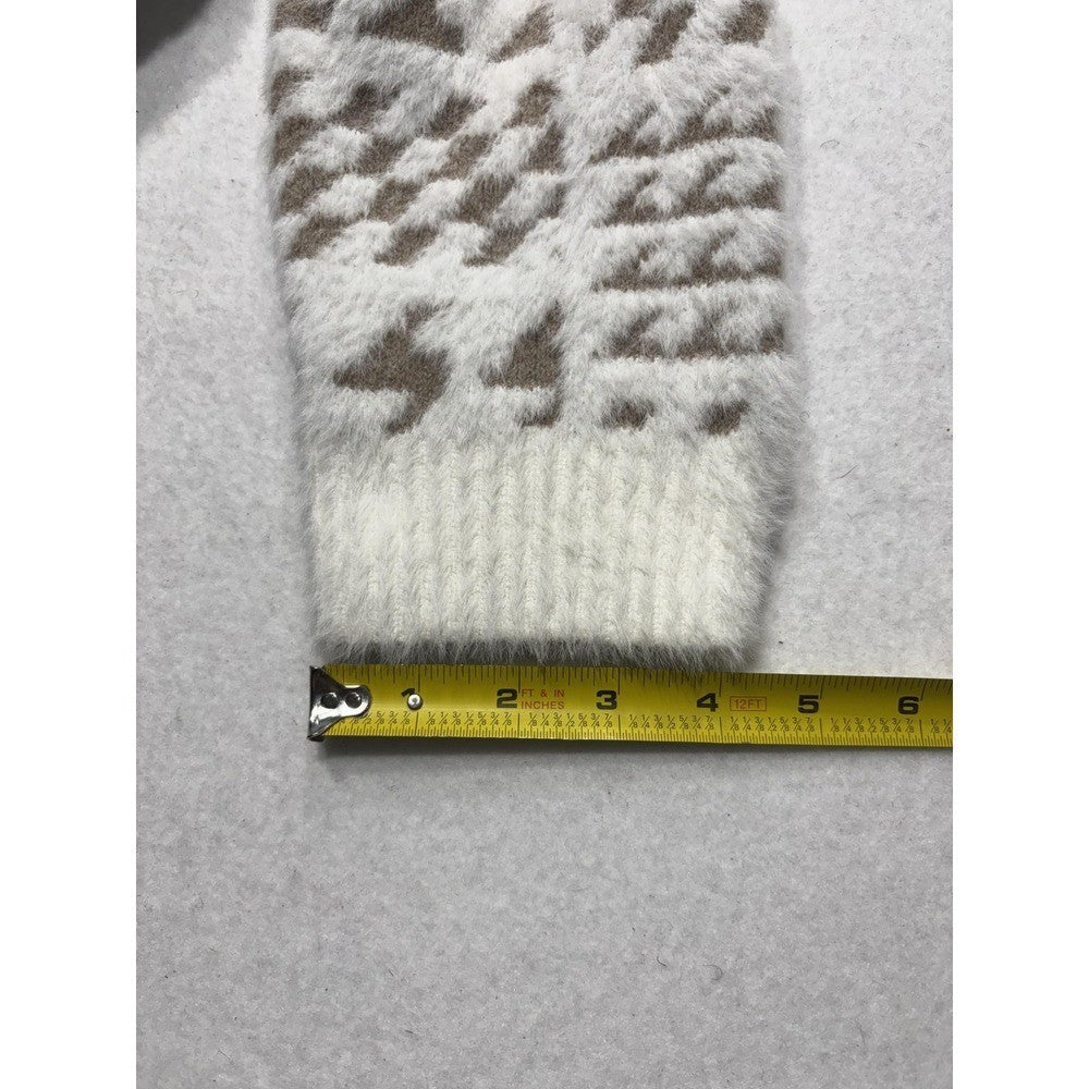 Marc New York Sweater Womens XL White Full Zip Mock Neck Geometric Pattern Knit