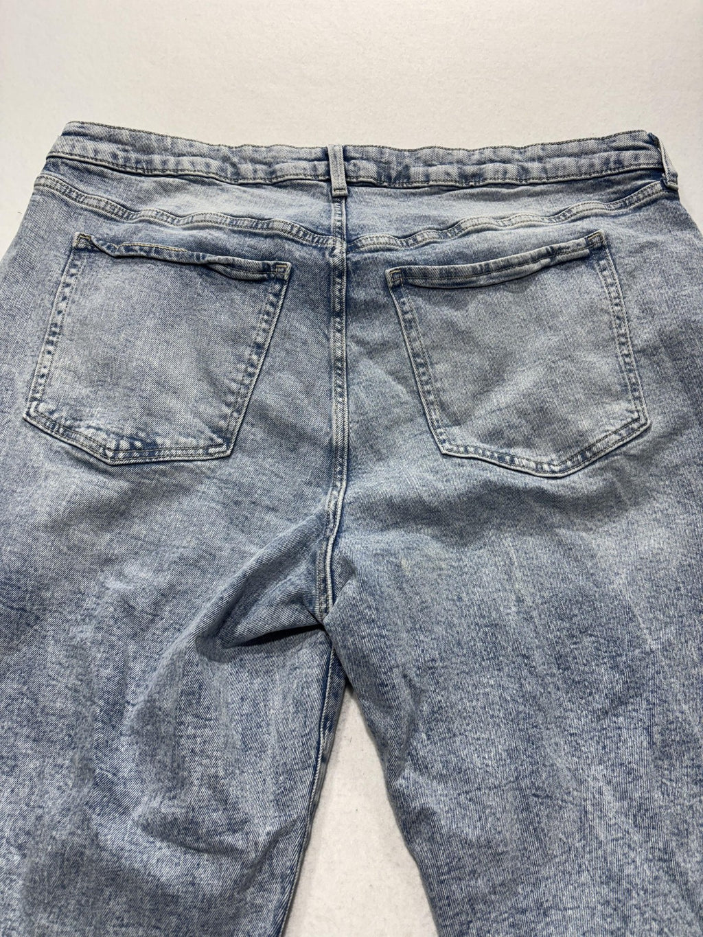 Old Navy Jeans Womens 20 Blue Light Wash High Rise Straight Crop Raw Hem 40x25.5