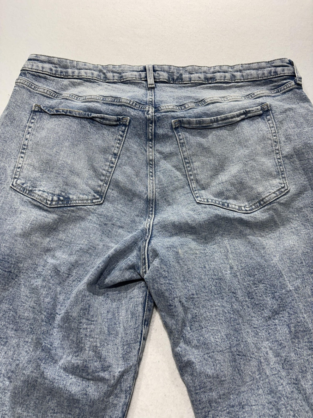 Old Navy Jeans Womens 20 Blue Light Wash High Rise Straight Crop Raw Hem 40x25.5