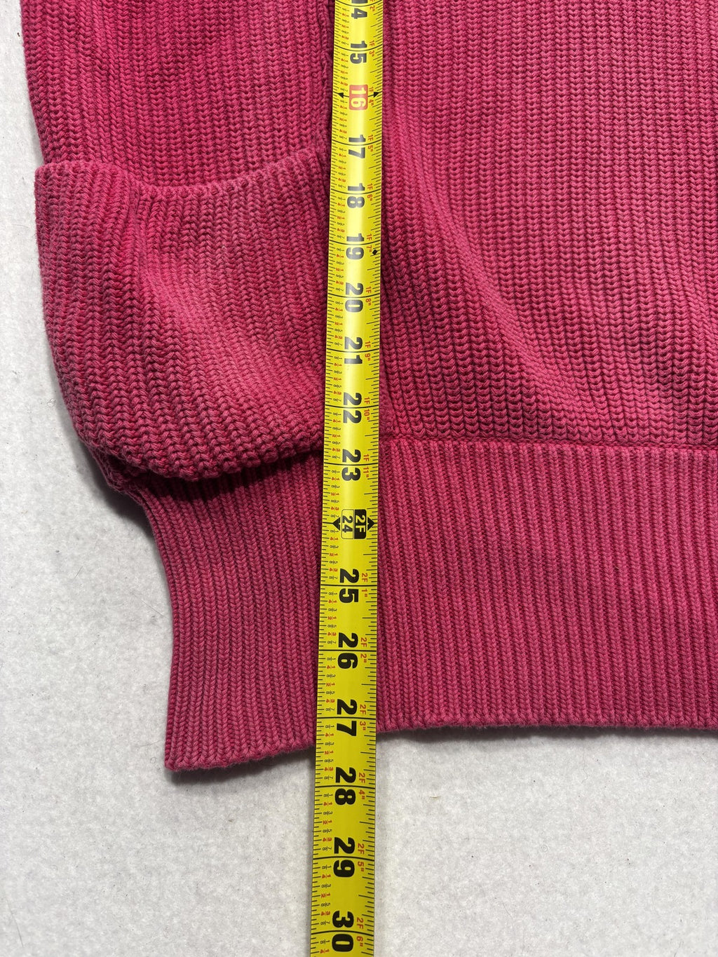 Liz Sport Sweater Womens Medium Pink V Neck Raglan Knit Pockets Chunky