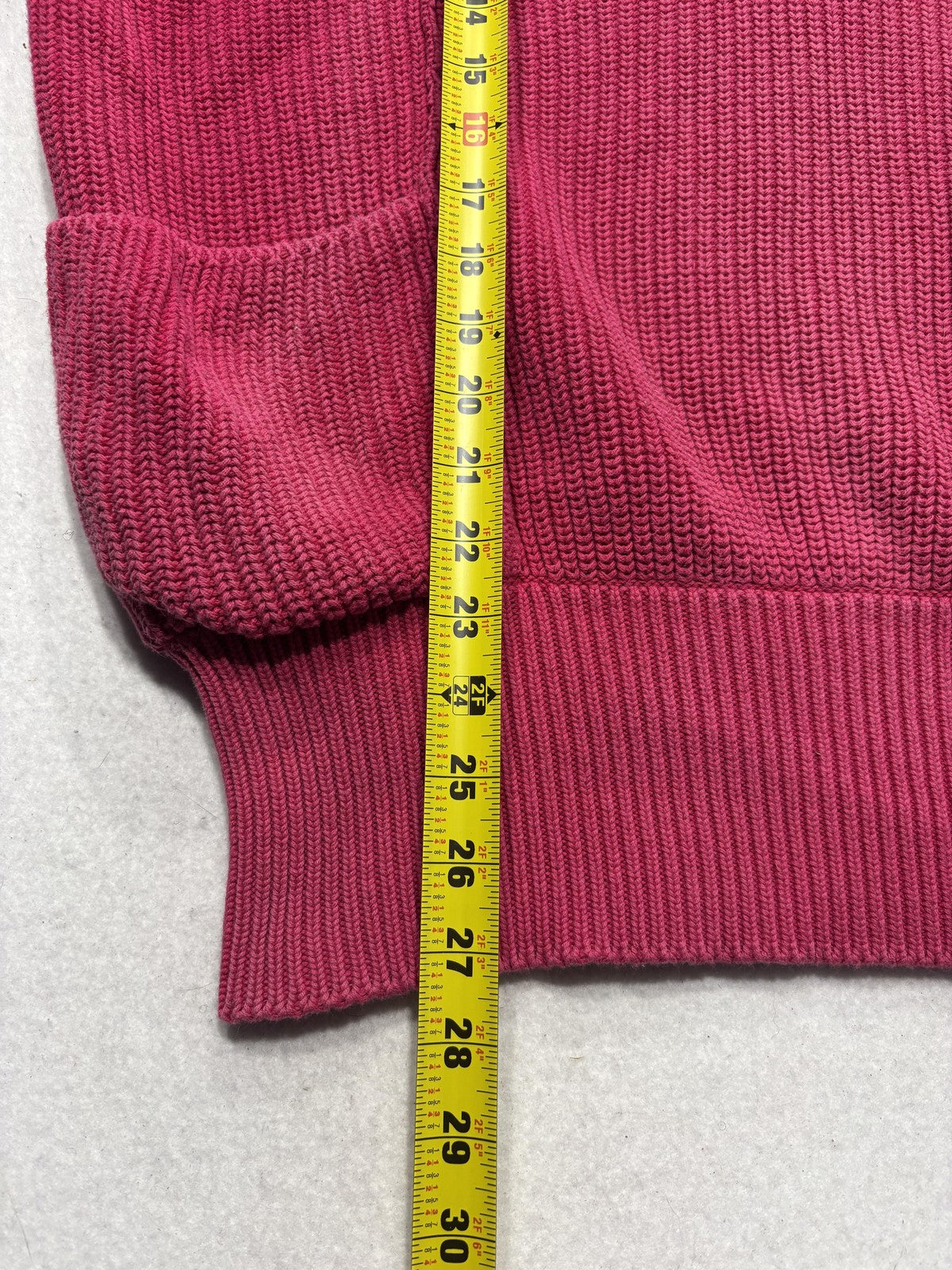 Liz Sport Sweater Womens Medium Pink V Neck Raglan Knit Pockets Chunky
