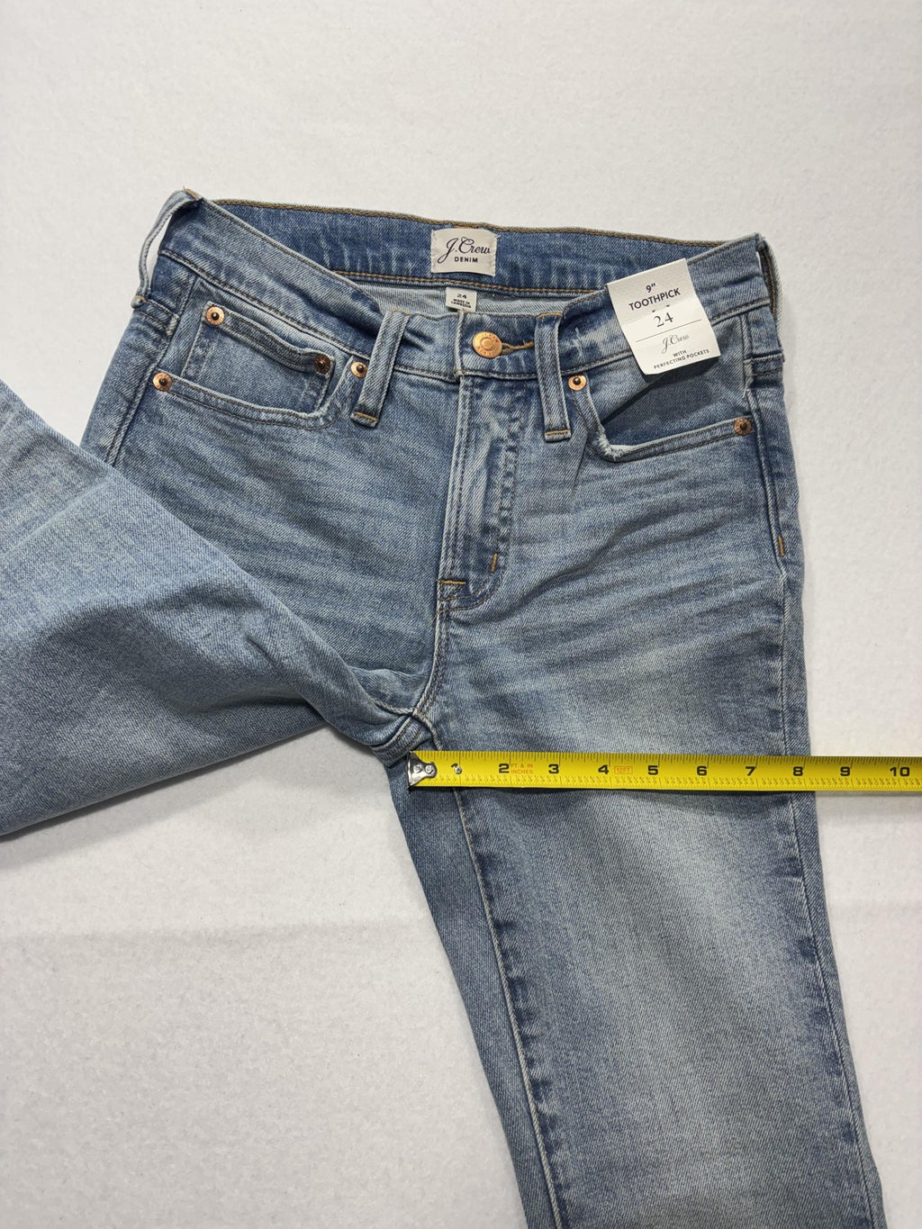 J.Crew 9" Toothpick Jeans Womens 24 Blue Medium Wash Mid Rise Skinny Stretch