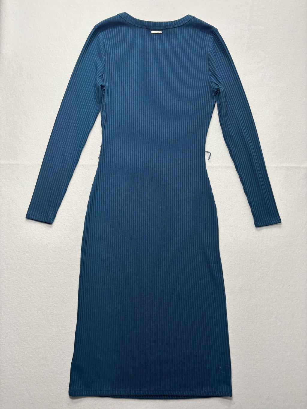 MICHAEL Michael Kors Dress Womens Small Blue Ribbed Long Sleeve Bodycon Midi