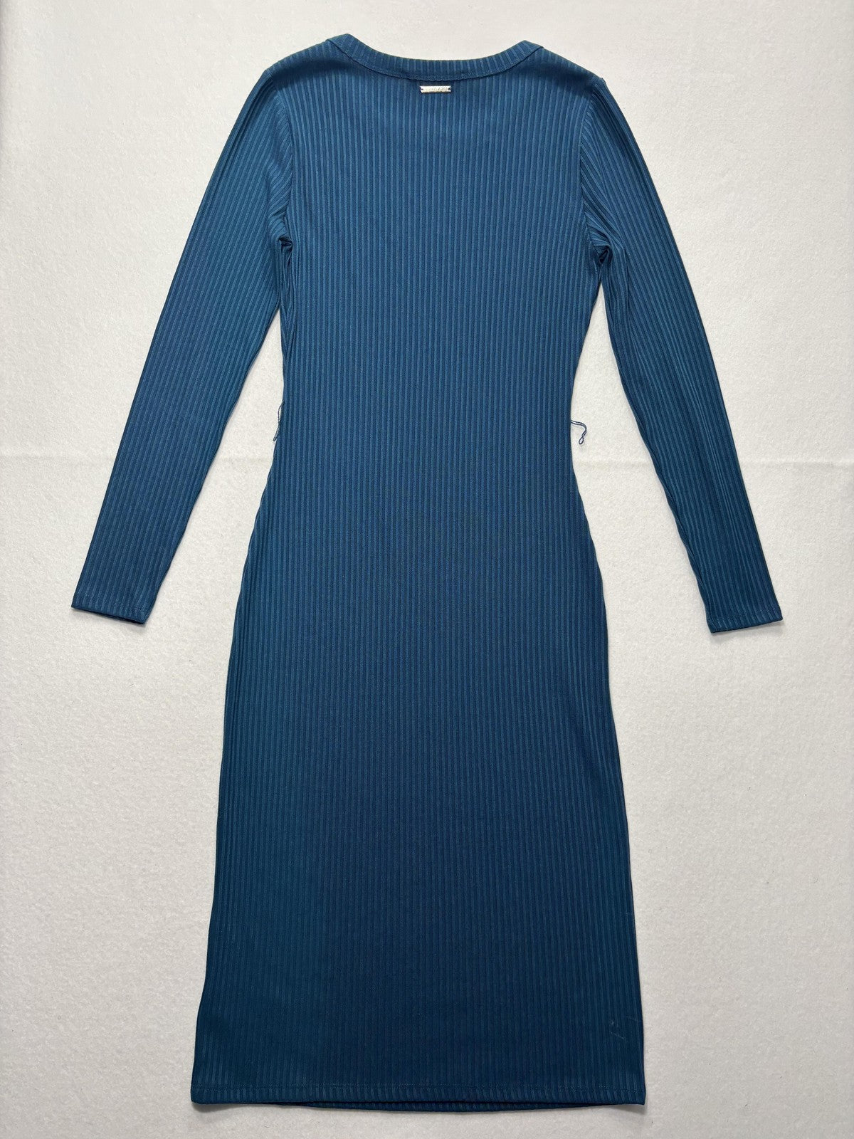MICHAEL Michael Kors Dress Womens Small Blue Ribbed Long Sleeve Bodycon Midi