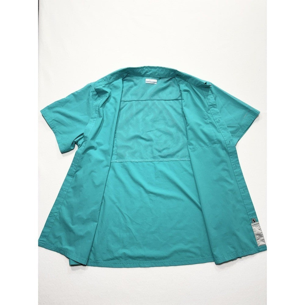 Columbia PFG Omni-Shade Shirt Mens Large Blue Short Sleeve Fishing XM0692