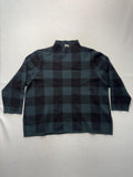 Anne Klein Sweater Womens XL Green Plaid Mock Neck 3/4 Sleeve Knit Pullover