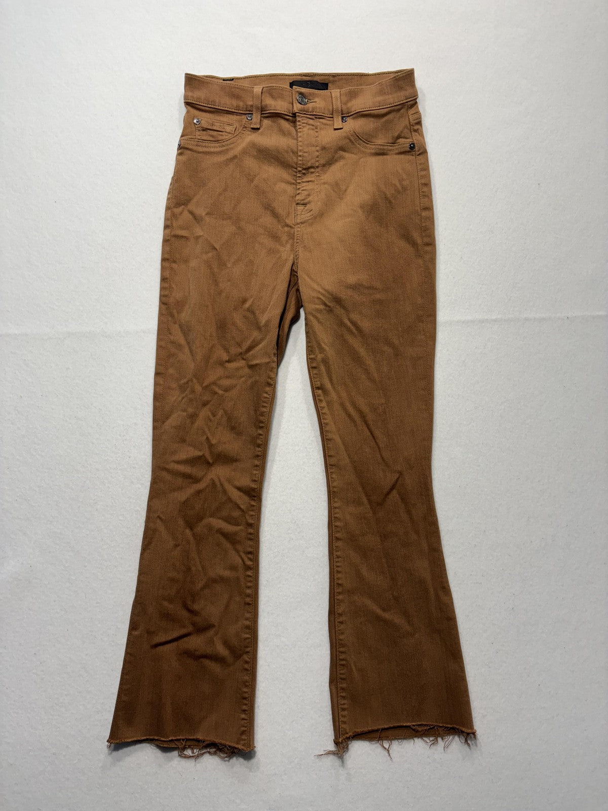 7 For All Mankind Jeans Womens 29 Brown Medium Wash Bootcut Distressed 29x32.5