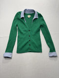Maeve Cardigan Womens XXS Green Long Sleeve Button Front Knit Striped Cuff