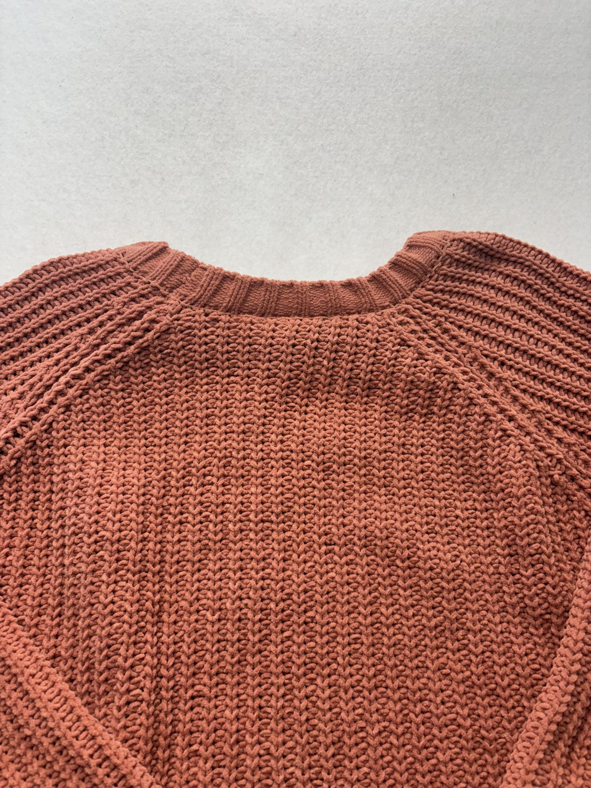 Dip Sweater Womens 2X Plus Orange Crew Neck Raglan Chunky Knit Relaxed Pullover