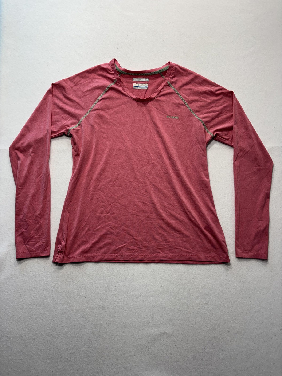 Columbia PFG Omni-Shade Shirt Womens M Pink Crew Neck Long Sleeve Sun Protection