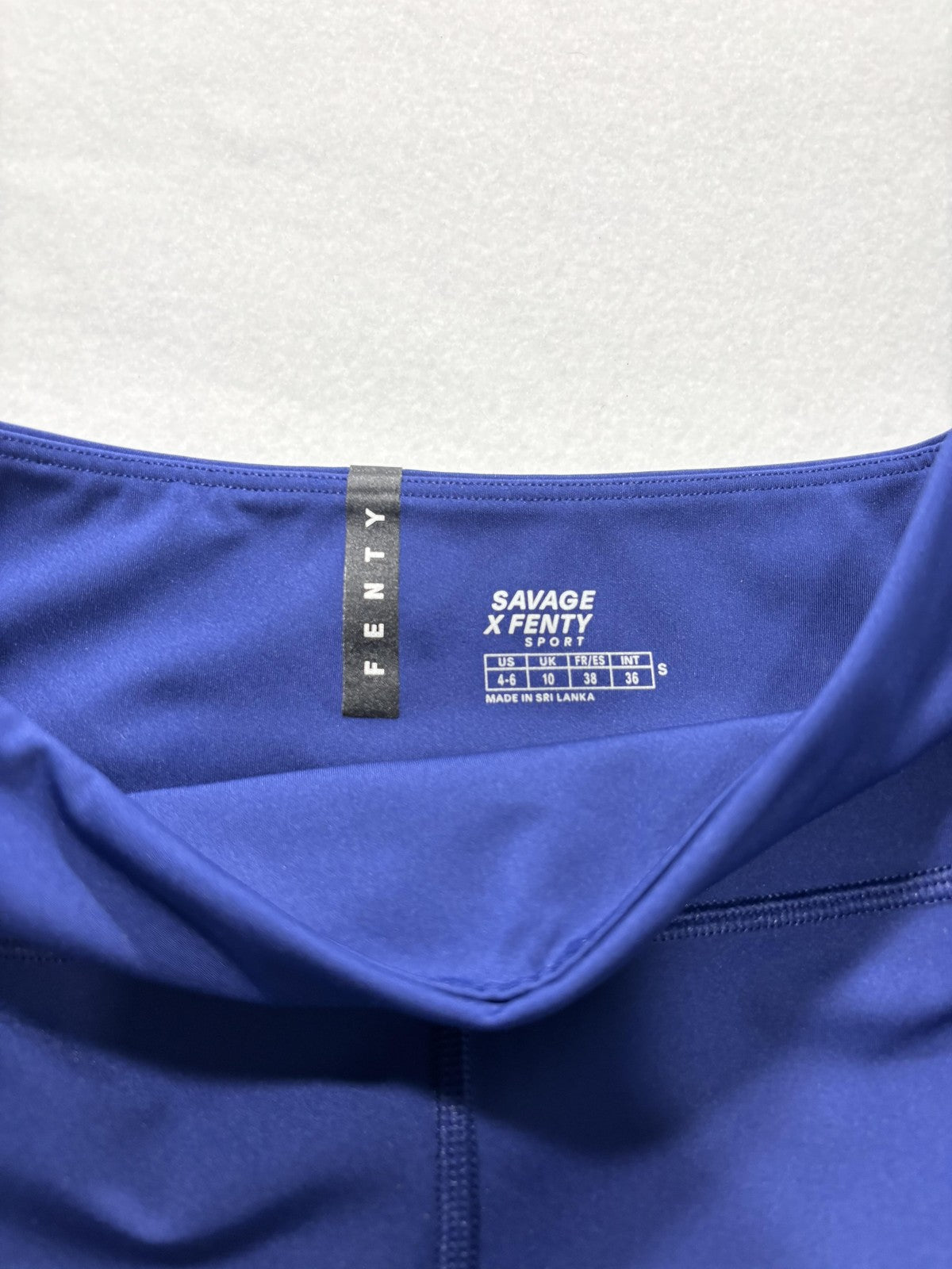 Savage X Fenty Leggings Womens Small Blue High Rise Logo Side Stripe Sport Ankle