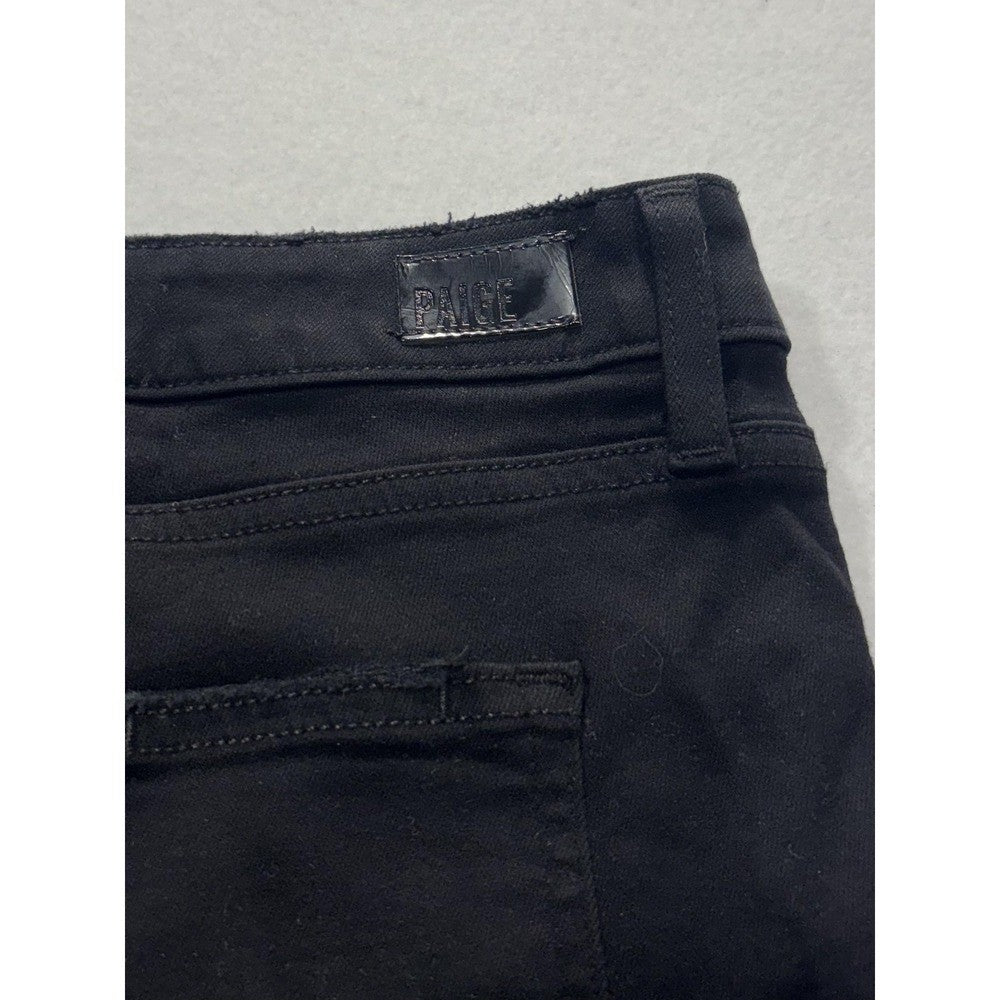 Paige Hoxton Ankle Jeans Womens 34 Black Wash Slim Stretch Distressed 34x28.5