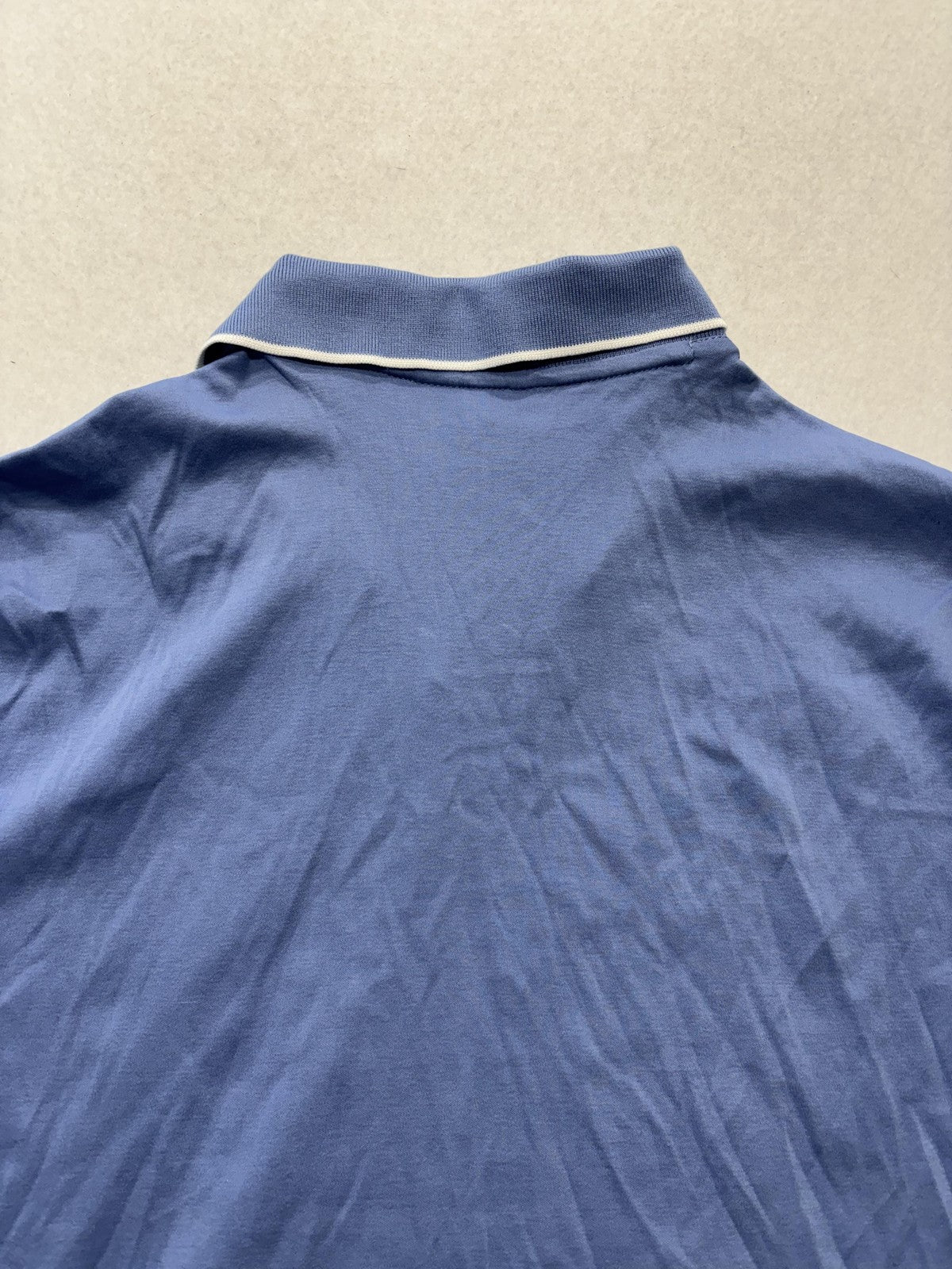 Banana Republic Luxe Touch Polo Shirt Mens Medium Blue Short Sleeve V Neck