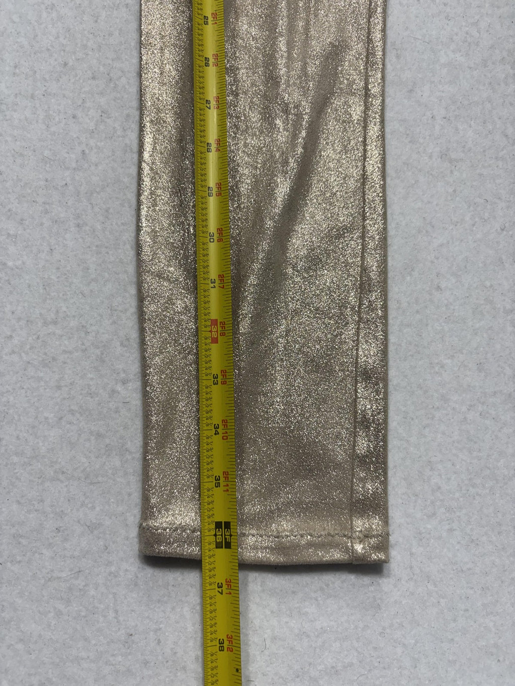 Free People Leggings Womens 27 Gold Mid Rise 31.5" Inseam Ankle Metallic Stretch