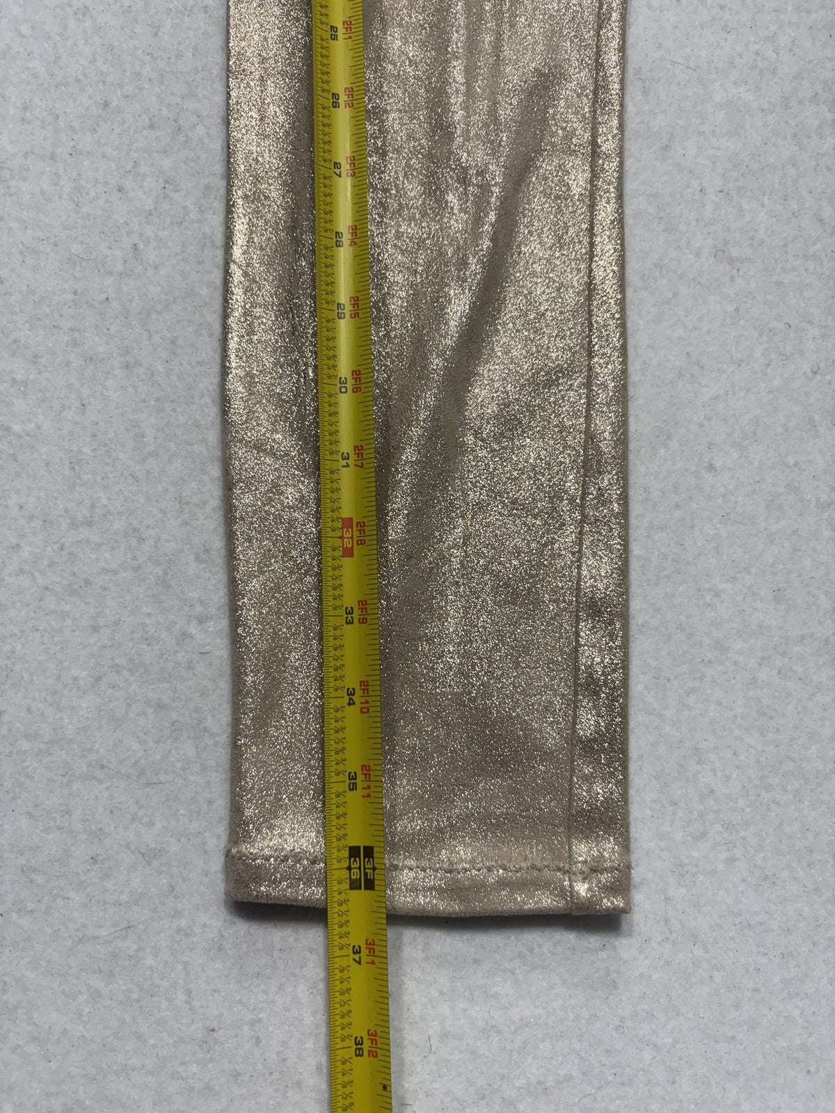 Free People Leggings Womens 27 Gold Mid Rise 31.5" Inseam Ankle Metallic Stretch
