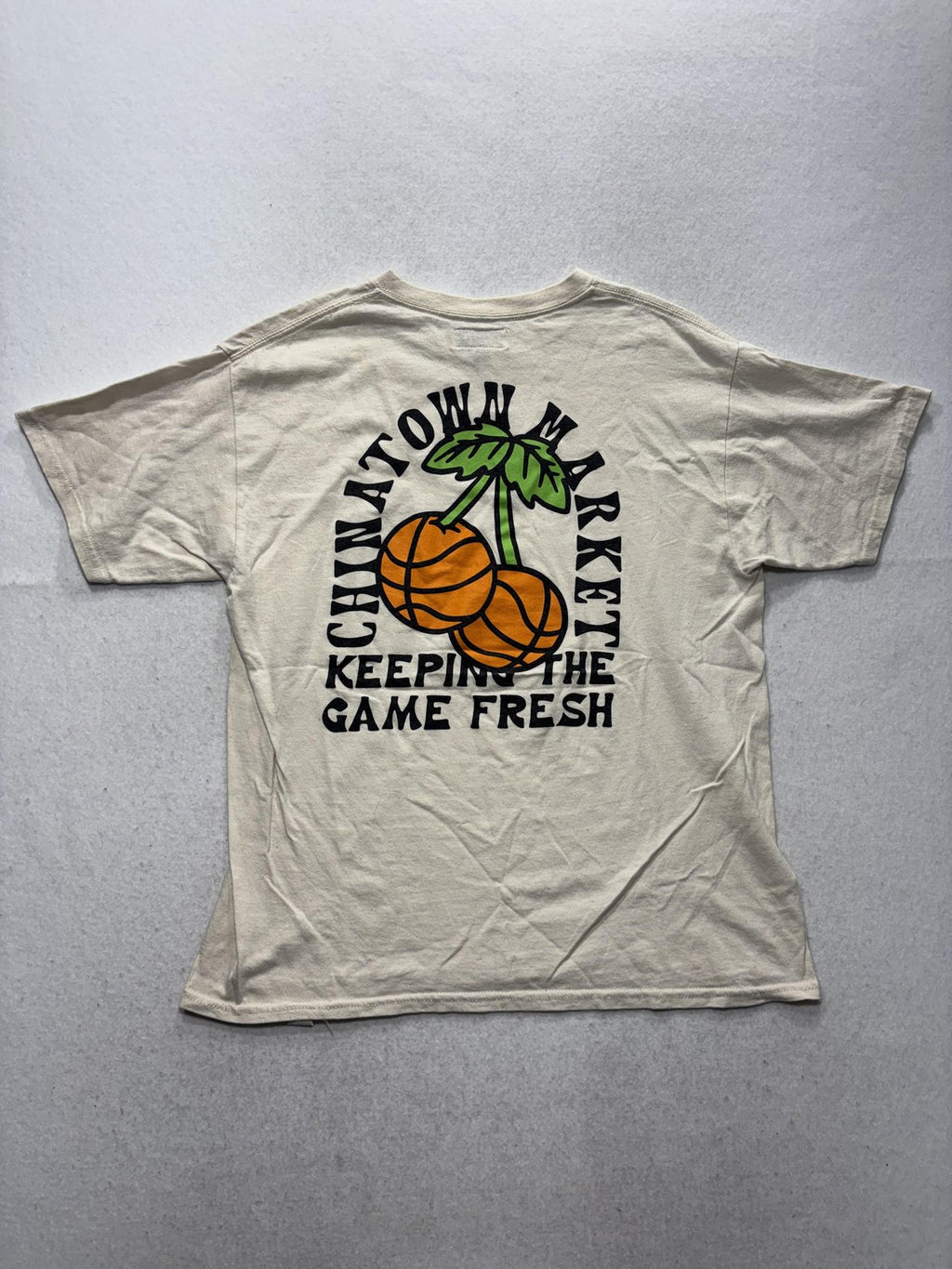 Chinatown Market Shirt Mens XL Beige Keeping Game Fresh Basketball Graphic Tee