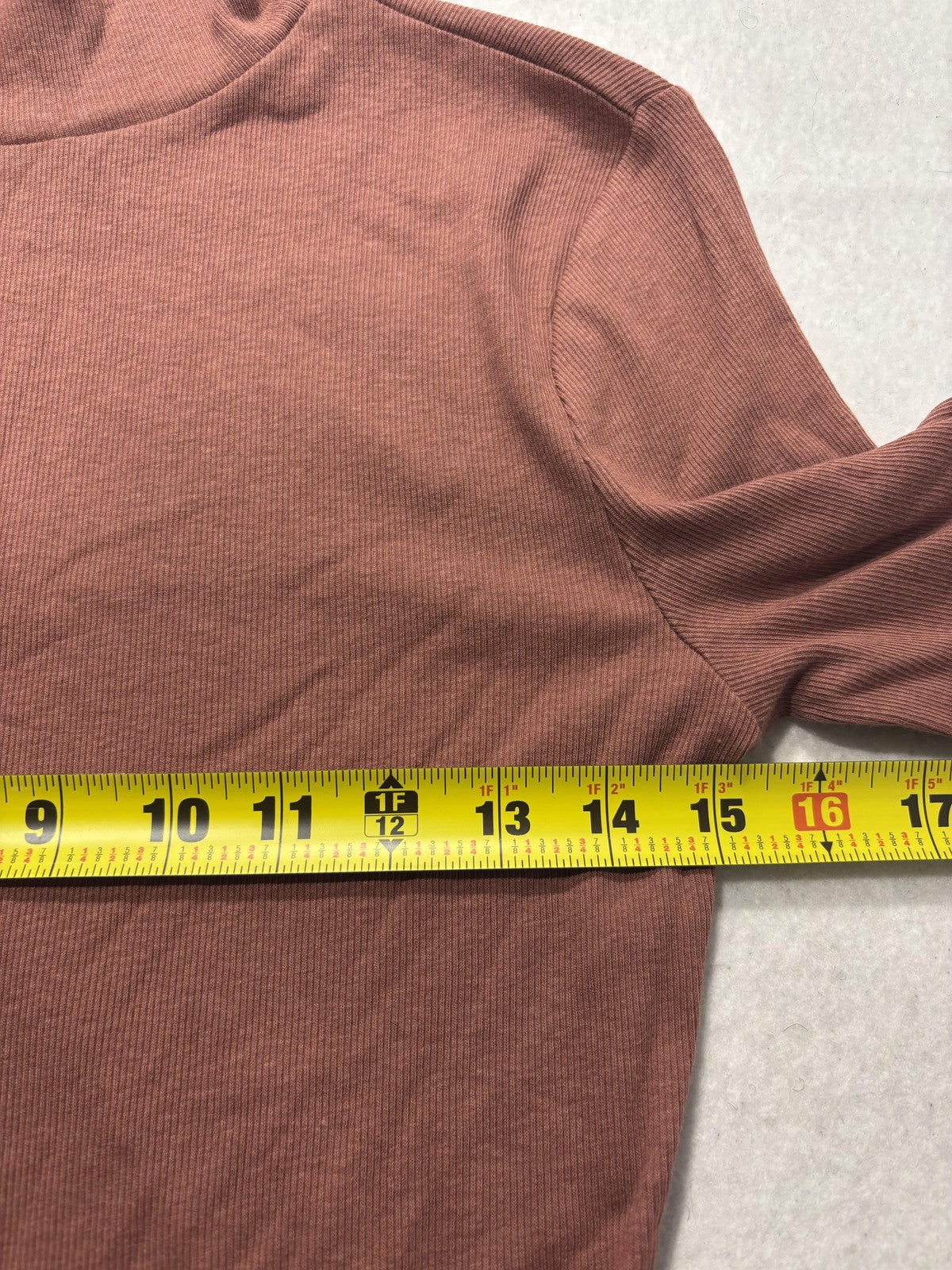 A New Day Shirt Womens Small Brown Mock Neck Short Sleeve Ribbed Knit Tee Casual