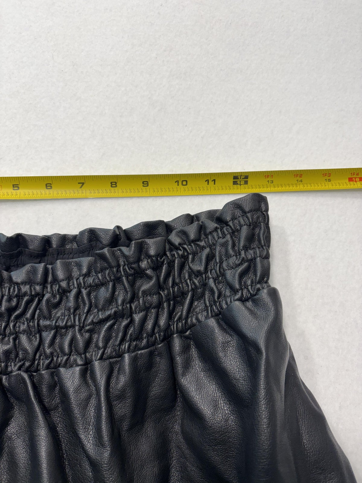 Anthropologie Skirt Womens Small Black Faux Leather Tiered Ruffle Maxi Lined