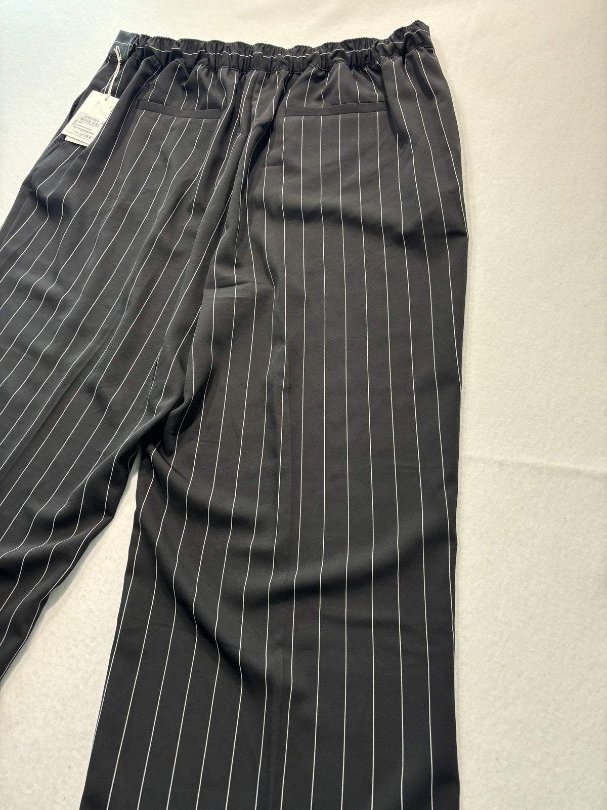 Nordstrom Dress Pants Womens XXL Black Penelope Pinstripe Wide Leg Pull On